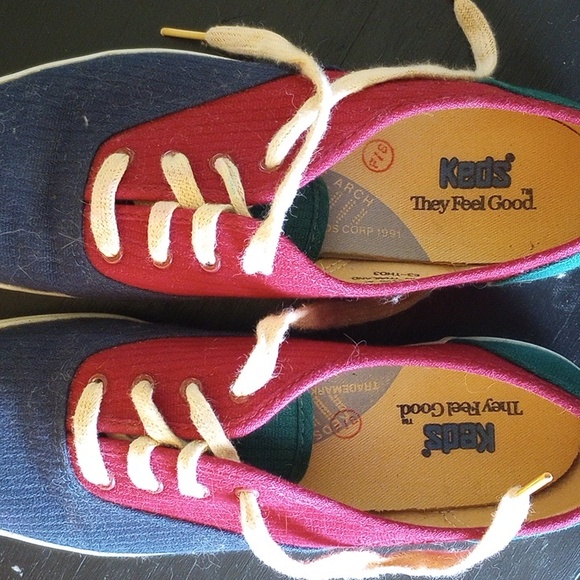 Keds, Size 7.5, Patchwork colors: blue, green, burgundy, white - Picture 2 of 6